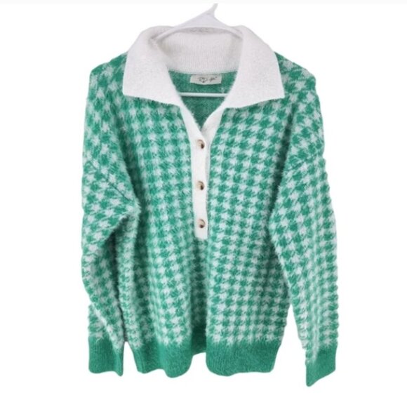 RD Style Women's Half Button Down Drop Shoulder Sweater - S/P - Picture 1 of 6